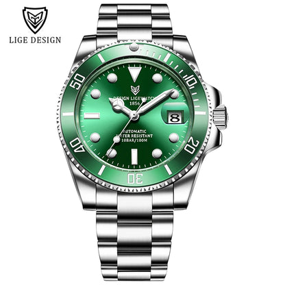2025 LIGE New Watch Men Automatic Mechanical Tourbillon Clock Fashion Sport Diving Watch 100ATM Waterproof Luminous Watches Mens