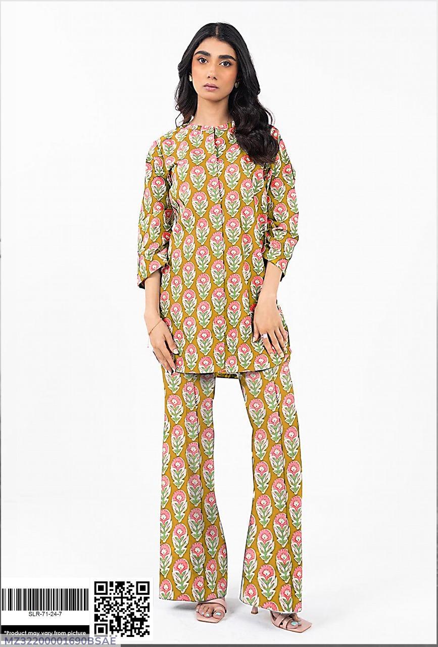 2 Pcs Women's Unstitched Printed Suit