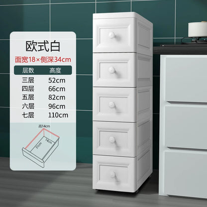 European Style Gap Storage Cabinet, Kitchen Narrow Gap Organizer Shelf, Bathroom Drawer-Type Storage Cabinet, Movable Bedside