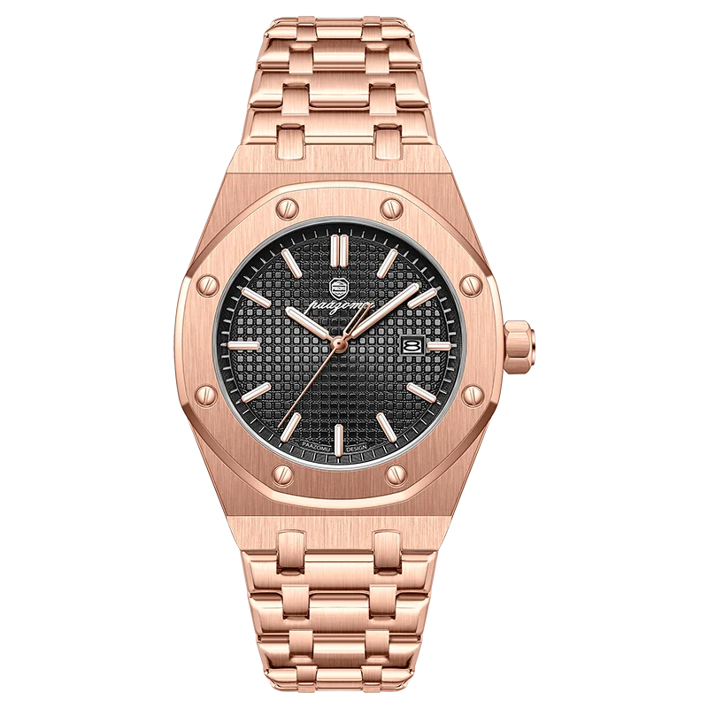 Fashionable MEN'S Watch Alloy Strap with Octagonal Screw Decorative Ring Quartz Movement High End Business Quartz Men's Watch