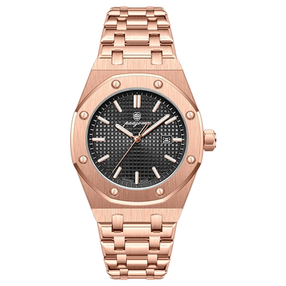 Fashionable MEN'S Watch Alloy Strap with Octagonal Screw Decorative Ring Quartz Movement High End Business Quartz Men's Watch