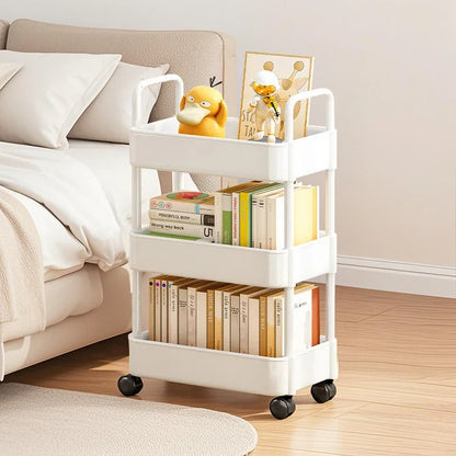 Household Multi-layer Small Cart Storage Rack Floor To Floor Kitchen Bedroom Bathroom Storage Rack Storage Rack with Wheels