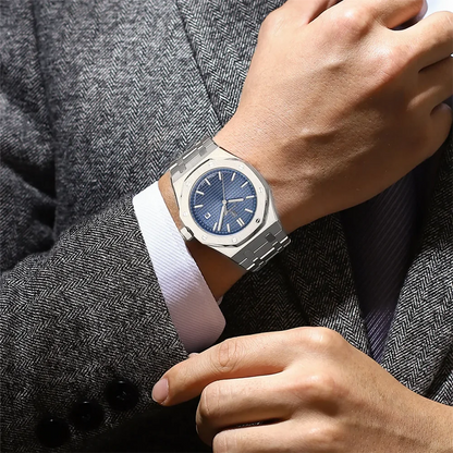 Fashionable MEN'S Watch Alloy Strap with Octagonal Screw Decorative Ring Quartz Movement High End Business Quartz Men's Watch