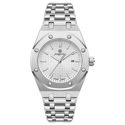 Fashionable MEN'S Watch Alloy Strap with Octagonal Screw Decorative Ring Quartz Movement High End Business Quartz Men's Watch
