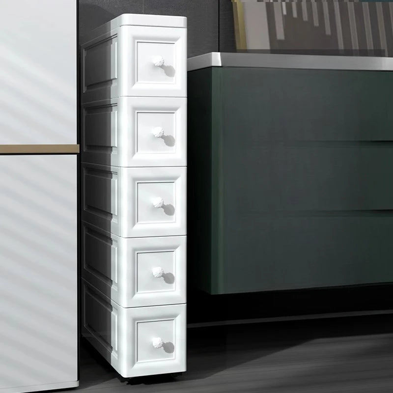 European Style Gap Storage Cabinet, Kitchen Narrow Gap Organizer Shelf, Bathroom Drawer-Type Storage Cabinet, Movable Bedside