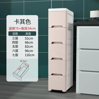 European Style Gap Storage Cabinet, Kitchen Narrow Gap Organizer Shelf, Bathroom Drawer-Type Storage Cabinet, Movable Bedside