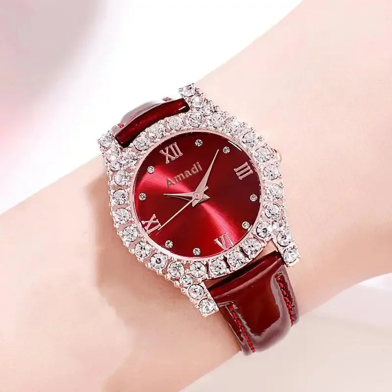 Fashion Women Quartz Watch Rhinestone Diamond Leather Strap Quartz Wristwatches Reloj Mujer Korean Elegant Watches Ladies