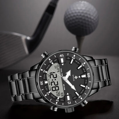 WWOOR Luxury Men's Watches Digital Sport Waterproof Steel Military Quartz Watch For Men Fashion Luminous Male Clock Reloj Hombre