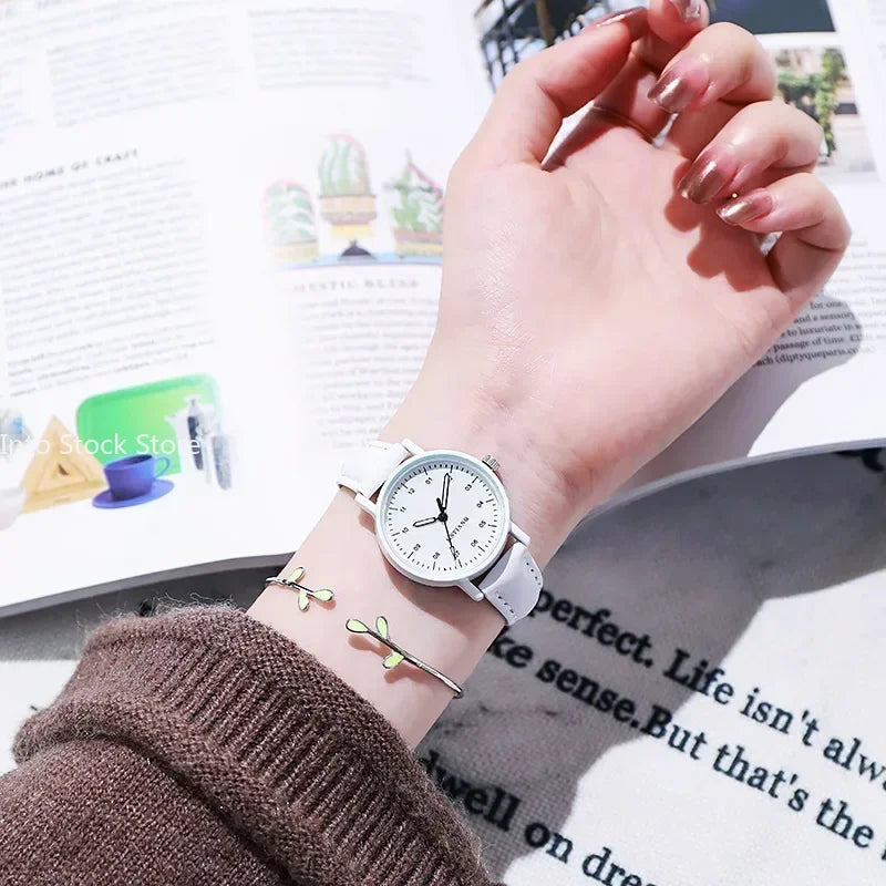 Women Watches PU Leather Strap Women Quartz Wristwatches Waterproof Round Dial Retro Watch Ladies Girls Watch Reloj Para Mujer
