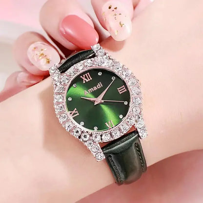 Fashion Women Quartz Watch Rhinestone Diamond Leather Strap Quartz Wristwatches Reloj Mujer Korean Elegant Watches Ladies