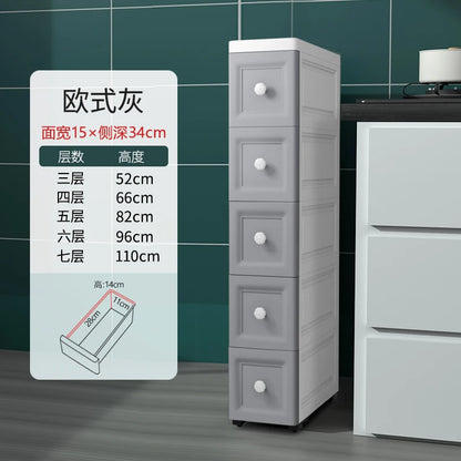 European Style Gap Storage Cabinet, Kitchen Narrow Gap Organizer Shelf, Bathroom Drawer-Type Storage Cabinet, Movable Bedside