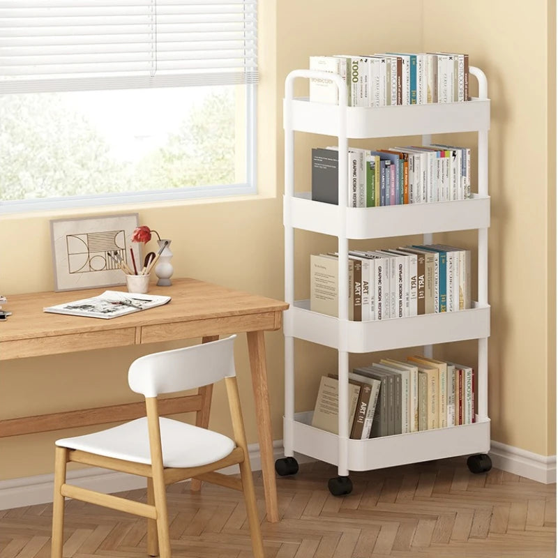 Household Multi-layer Small Cart Storage Rack Floor To Floor Kitchen Bedroom Bathroom Storage Rack Storage Rack with Wheels