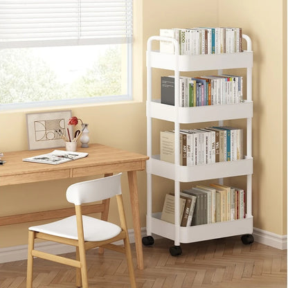Household Multi-layer Small Cart Storage Rack Floor To Floor Kitchen Bedroom Bathroom Storage Rack Storage Rack with Wheels