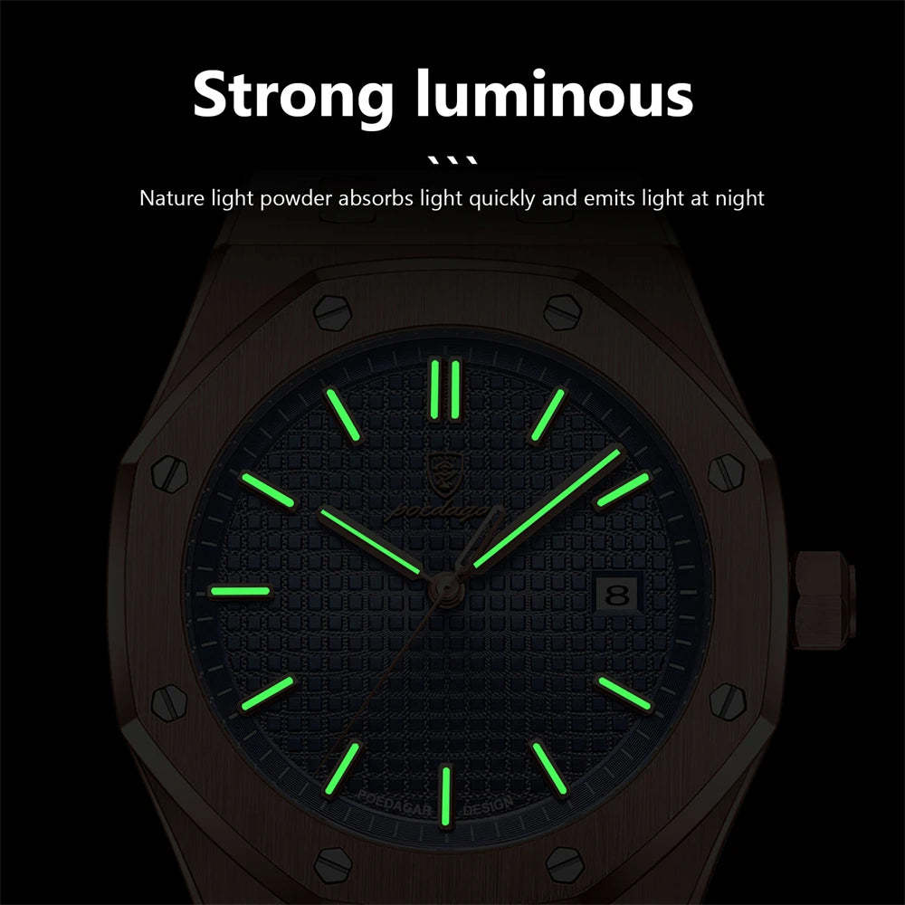 Fashionable MEN'S Watch Alloy Strap with Octagonal Screw Decorative Ring Quartz Movement High End Business Quartz Men's Watch