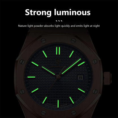Fashionable MEN'S Watch Alloy Strap with Octagonal Screw Decorative Ring Quartz Movement High End Business Quartz Men's Watch