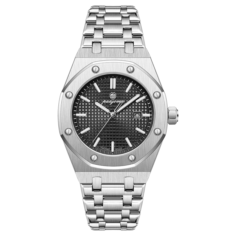 Fashionable MEN'S Watch Alloy Strap with Octagonal Screw Decorative Ring Quartz Movement High End Business Quartz Men's Watch