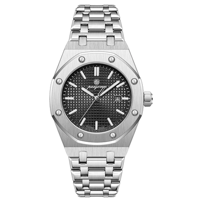 Fashionable MEN'S Watch Alloy Strap with Octagonal Screw Decorative Ring Quartz Movement High End Business Quartz Men's Watch