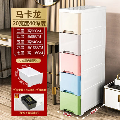 Narrow Gap Storage Cabinet Drawer Storage  Bathroom and Kitchen Plastic Multi-Layer Organizer Rack Compact Multi-Storage Cabinet