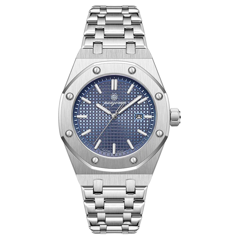 Fashionable MEN'S Watch Alloy Strap with Octagonal Screw Decorative Ring Quartz Movement High End Business Quartz Men's Watch