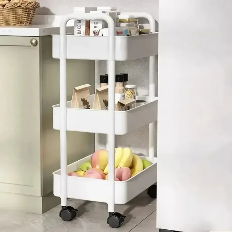 Bathroom Storage Rack Storage Rack With Wheels Household Multi-layer Small Cart Storage Rack Floor To Floor Kitchen Bedroom