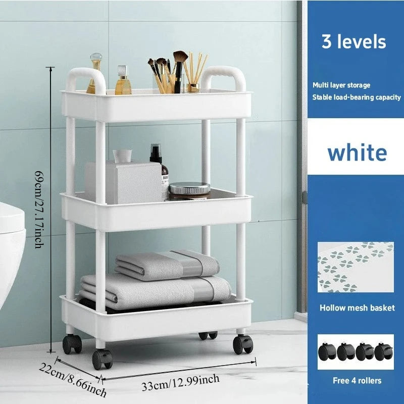 Bathroom Storage Rack Storage Rack With Wheels Household Multi-layer Small Cart Storage Rack Floor To Floor Kitchen Bedroom