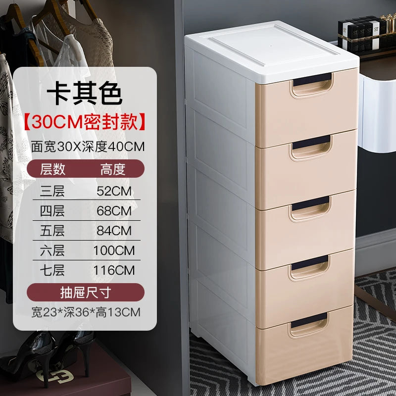 Narrow Gap Storage Cabinet Drawer Storage  Bathroom and Kitchen Plastic Multi-Layer Organizer Rack Compact Multi-Storage Cabinet