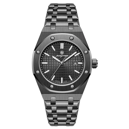 Fashionable MEN'S Watch Alloy Strap with Octagonal Screw Decorative Ring Quartz Movement High End Business Quartz Men's Watch