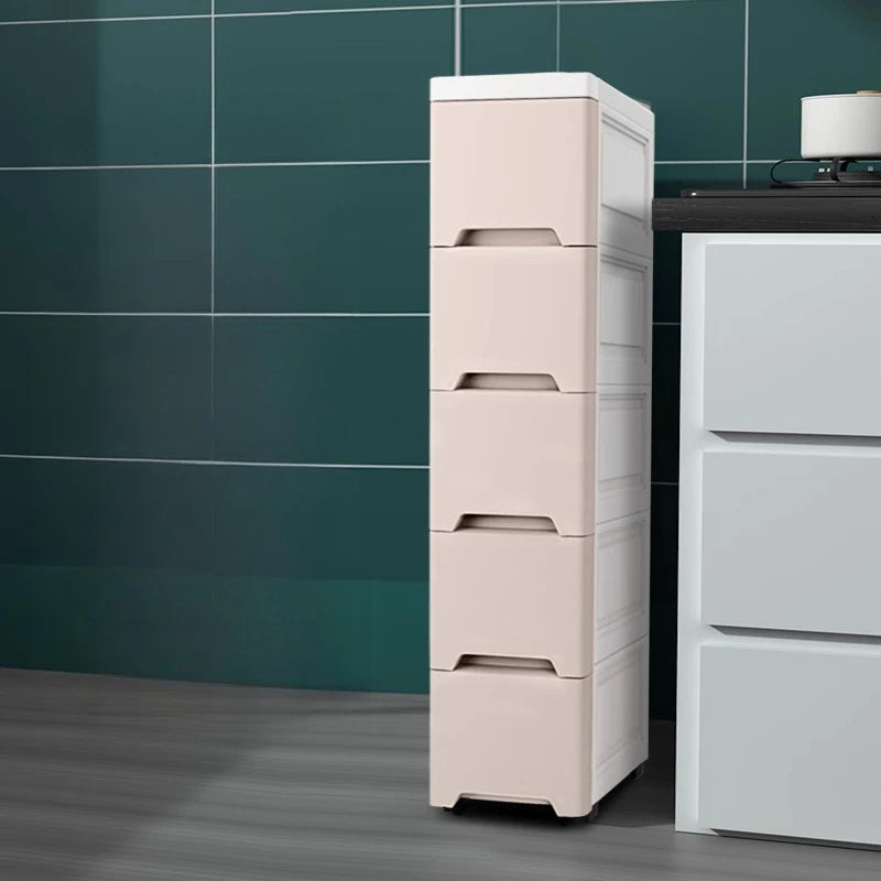 European Style Gap Storage Cabinet, Kitchen Narrow Gap Organizer Shelf, Bathroom Drawer-Type Storage Cabinet, Movable Bedside