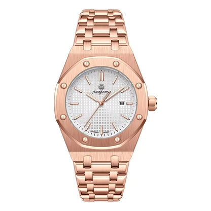 Fashionable MEN'S Watch Alloy Strap with Octagonal Screw Decorative Ring Quartz Movement High End Business Quartz Men's Watch