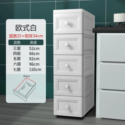 European Style Gap Storage Cabinet, Kitchen Narrow Gap Organizer Shelf, Bathroom Drawer-Type Storage Cabinet, Movable Bedside