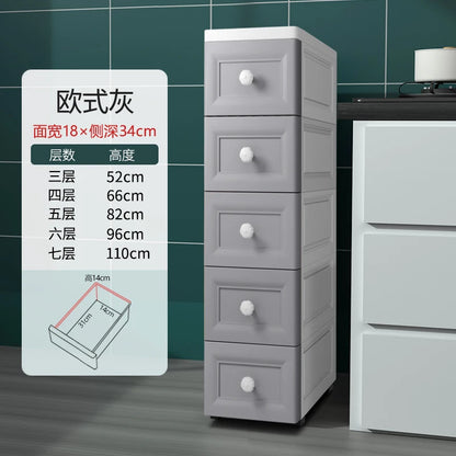 European Style Gap Storage Cabinet, Kitchen Narrow Gap Organizer Shelf, Bathroom Drawer-Type Storage Cabinet, Movable Bedside