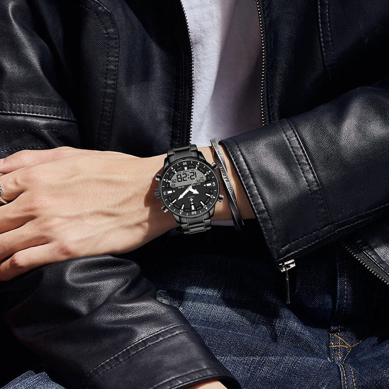 WWOOR Luxury Men's Watches Digital Sport Waterproof Steel Military Quartz Watch For Men Fashion Luminous Male Clock Reloj Hombre