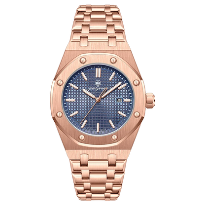 Fashionable MEN'S Watch Alloy Strap with Octagonal Screw Decorative Ring Quartz Movement High End Business Quartz Men's Watch