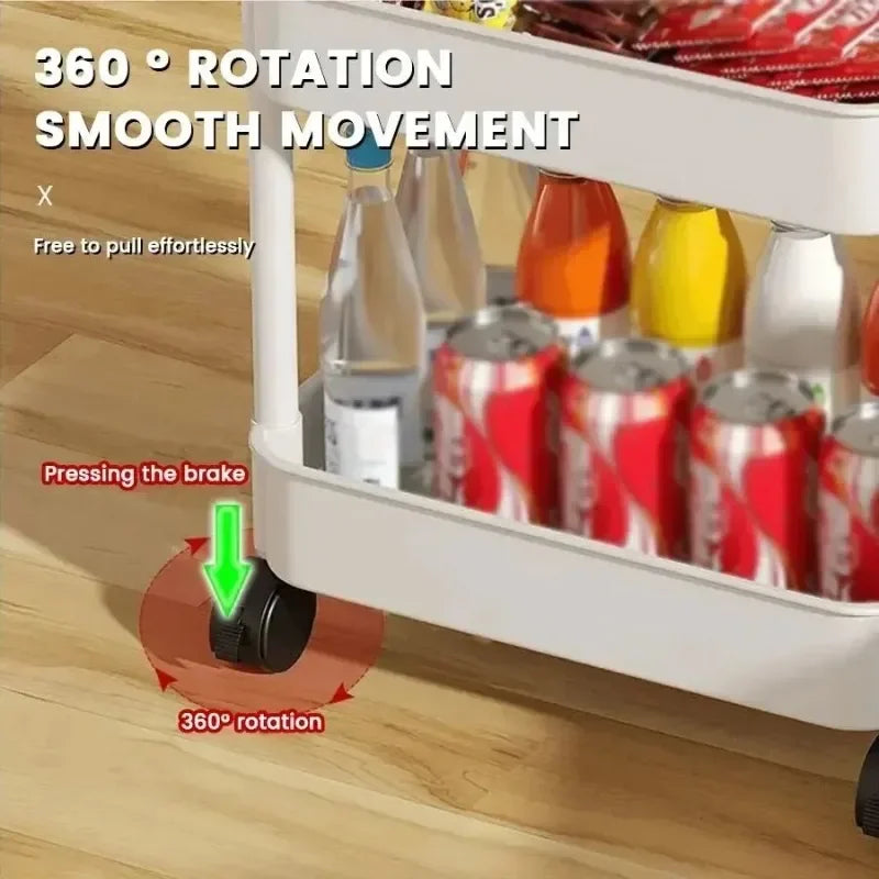 Bathroom Storage Rack Storage Rack With Wheels Household Multi-layer Small Cart Storage Rack Floor To Floor Kitchen Bedroom