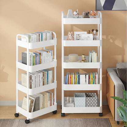 Household Multi-layer Small Cart Storage Rack Floor To Floor Kitchen Bedroom Bathroom Storage Rack Storage Rack with Wheels