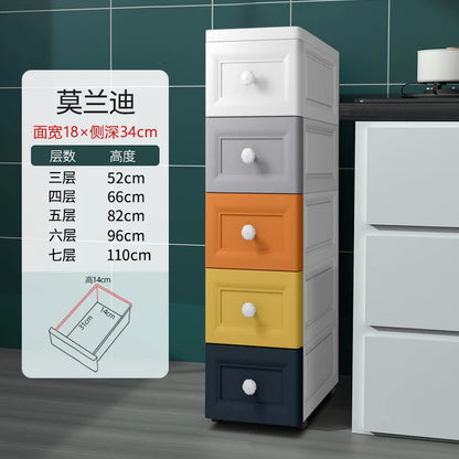 European Style Gap Storage Cabinet, Kitchen Narrow Gap Organizer Shelf, Bathroom Drawer-Type Storage Cabinet, Movable Bedside