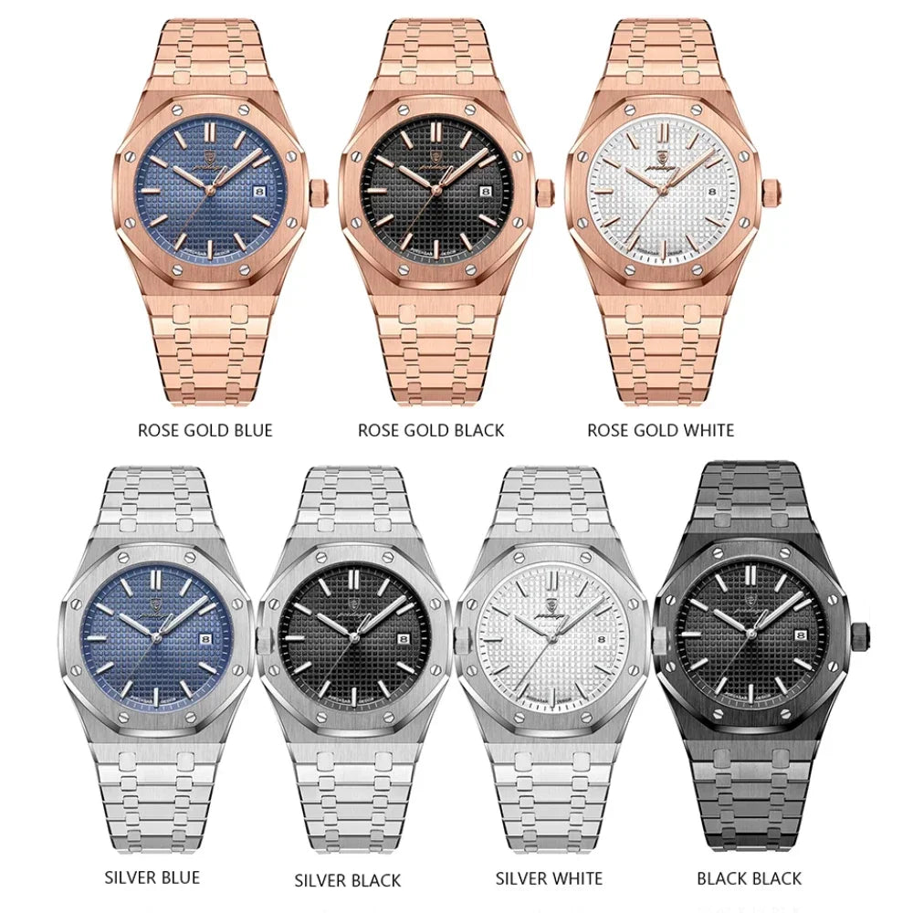 Fashionable MEN'S Watch Alloy Strap with Octagonal Screw Decorative Ring Quartz Movement High End Business Quartz Men's Watch