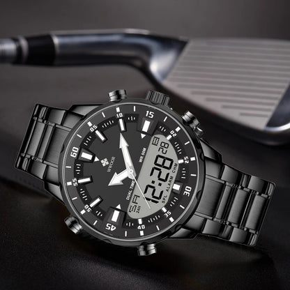 WWOOR Luxury Men's Watches Digital Sport Waterproof Steel Military Quartz Watch For Men Fashion Luminous Male Clock Reloj Hombre