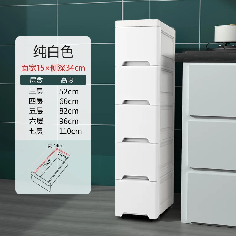 European Style Gap Storage Cabinet, Kitchen Narrow Gap Organizer Shelf, Bathroom Drawer-Type Storage Cabinet, Movable Bedside
