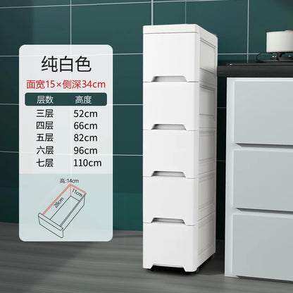 European Style Gap Storage Cabinet, Kitchen Narrow Gap Organizer Shelf, Bathroom Drawer-Type Storage Cabinet, Movable Bedside